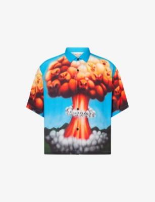 Graphic-Print Shirt-Sleeve Woven Shirt by BRAIN DEAD