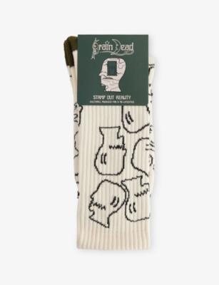 Logohead Cotton-Blend Socks by BRAIN DEAD
