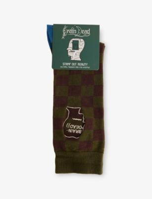 Logohead-Embroidered Cotton-Blend Socks by BRAIN DEAD