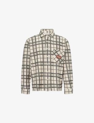 Plaid-Pattern Logo-Embroidered French-Terry Shirt by BRAIN DEAD