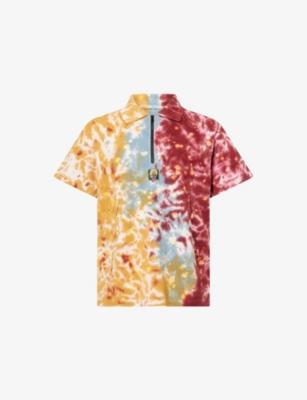 Tie-Dyed Quarter-Zip Cotton Polo Top by BRAIN DEAD