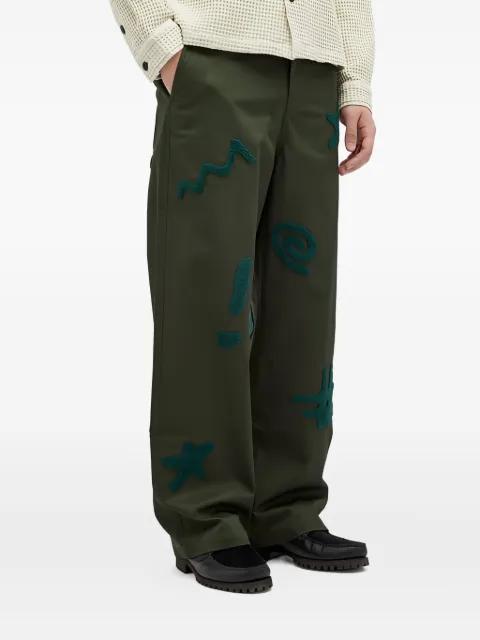 chenille-embroidered trousers by BRAIN DEAD
