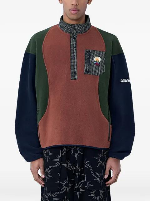 contrasting-panel button-placket sweatshirt by BRAIN DEAD