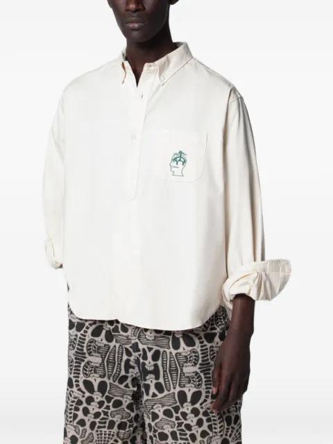 logo-embroidered button-down shirt by BRAIN DEAD