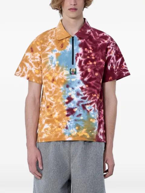tie-dye zip-collar polo shirt by BRAIN DEAD