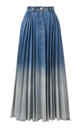Brandon Maxwell - Pleated Denim Midi Skirt - Medium Wash - US 2 - Moda Operandi by BRANDON MAXWELL Brandon Maxwell - Pleated Denim Midi Skirt - Medium Wash - US 2 - Moda Operandi by BRANDON MAXWELL