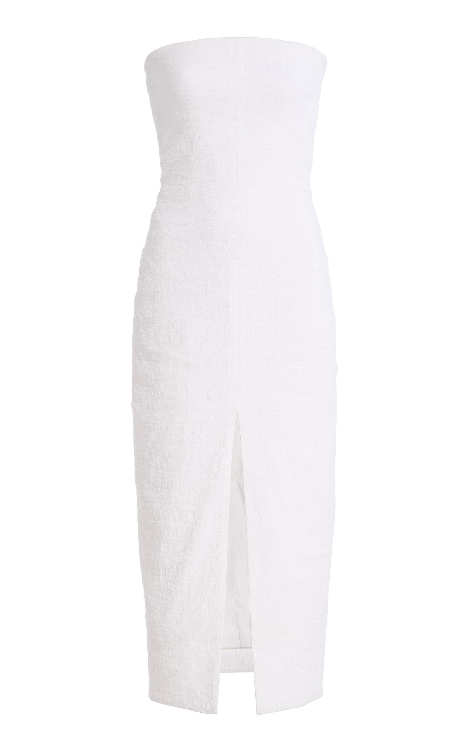 Brandon Maxwell The Ames Strapless Linen-Blend Midi Dress - Moda Operandi by BRANDON MAXWELL
