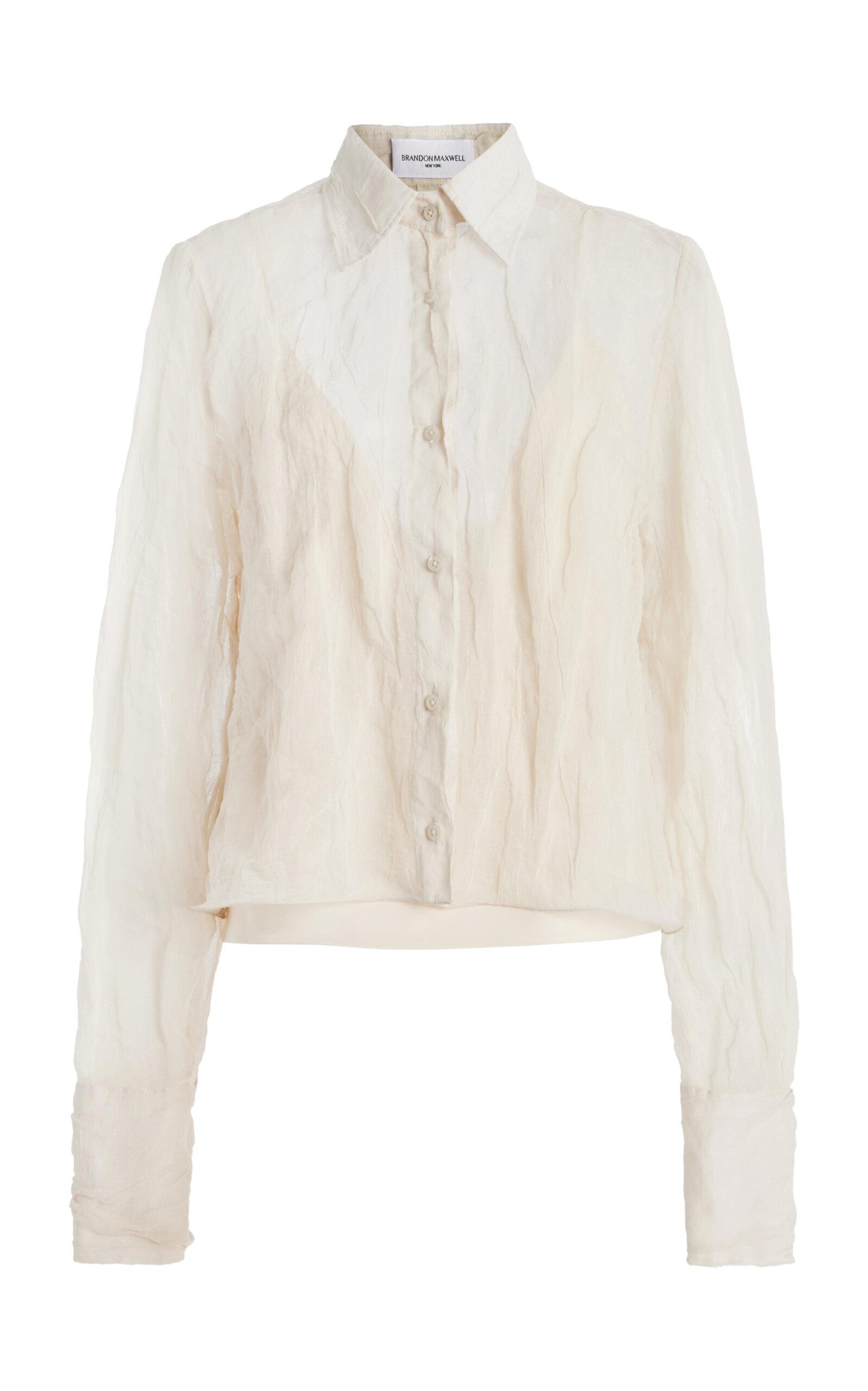Brandon Maxwell The Billie Shrunken Metallic Organza Shirt - Moda Operandi by BRANDON MAXWELL