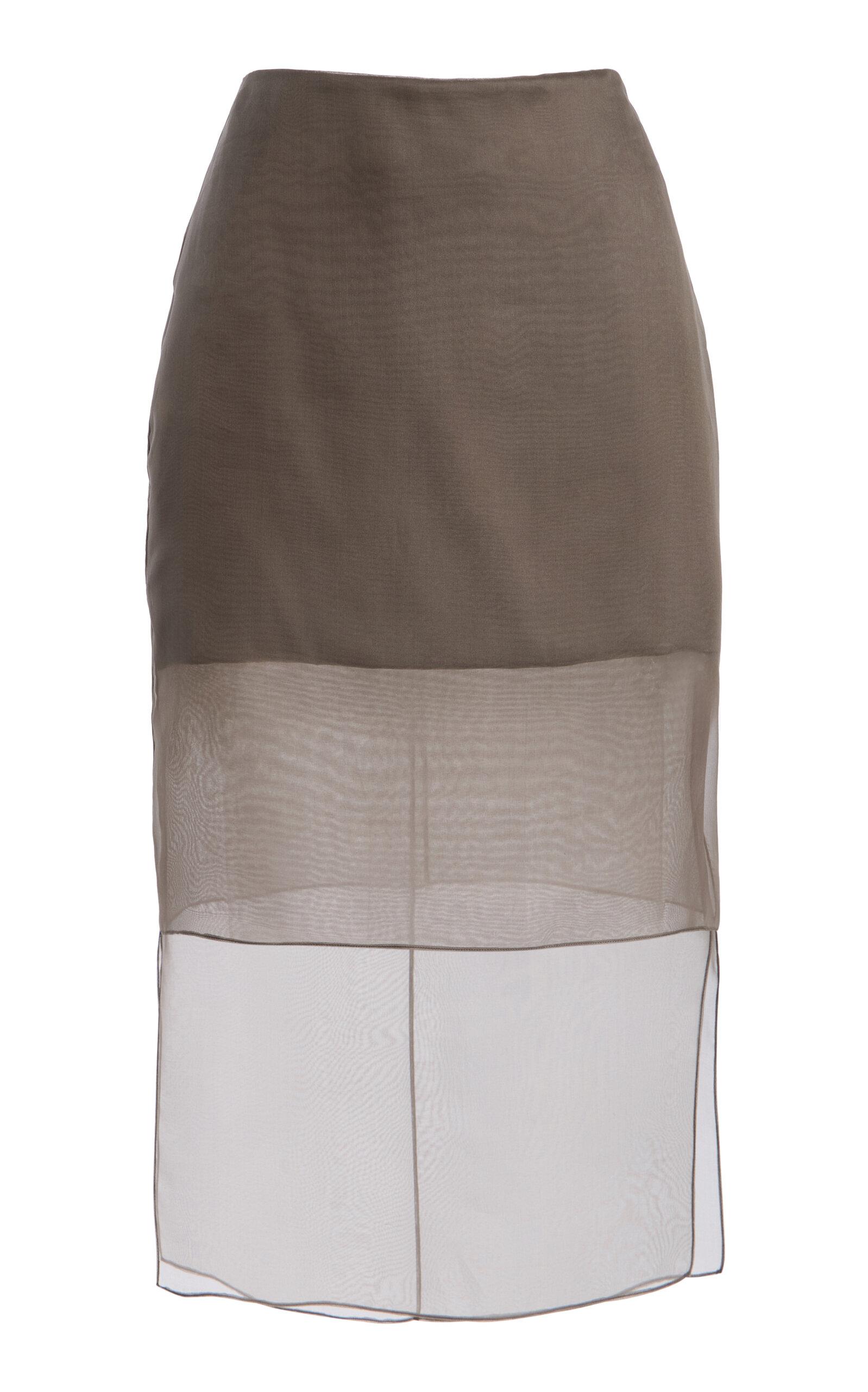 Brandon Maxwell The Brett Sheer-Overlay Silk Midi Skirt - Moda Operandi by BRANDON MAXWELL