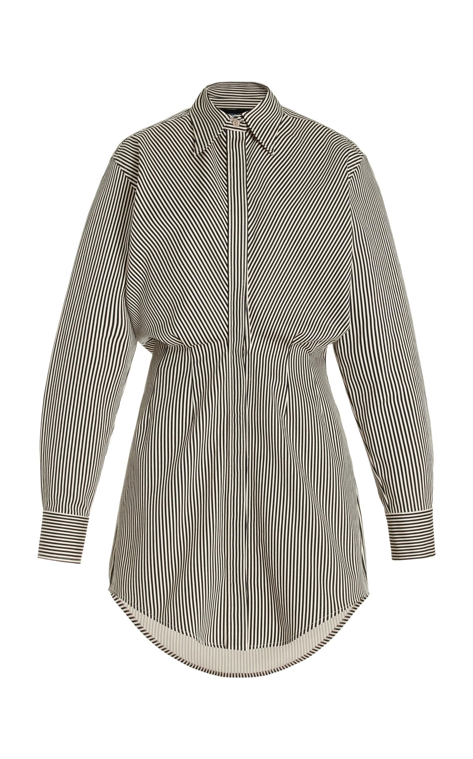 Brandon Maxwell - The Vera Striped Linen-Silk Mini Shirt Dress - Navy - US 4 - Moda Operandi by BRANDON MAXWELL