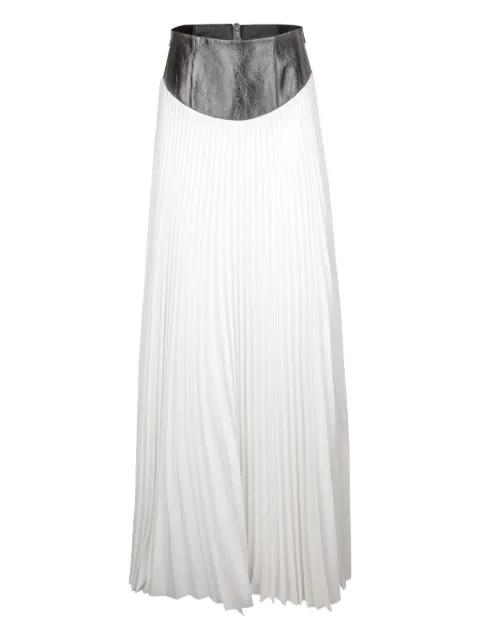 Laurel leather-waist pleated skirt by BRANDON MAXWELL