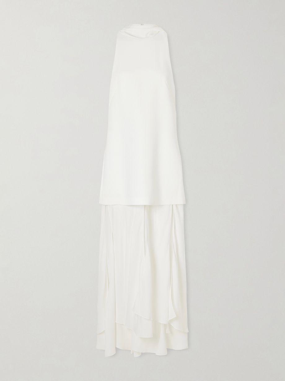 Leonie scarf-detailed layered crepe and georgette maxi dress by BRANDON MAXWELL