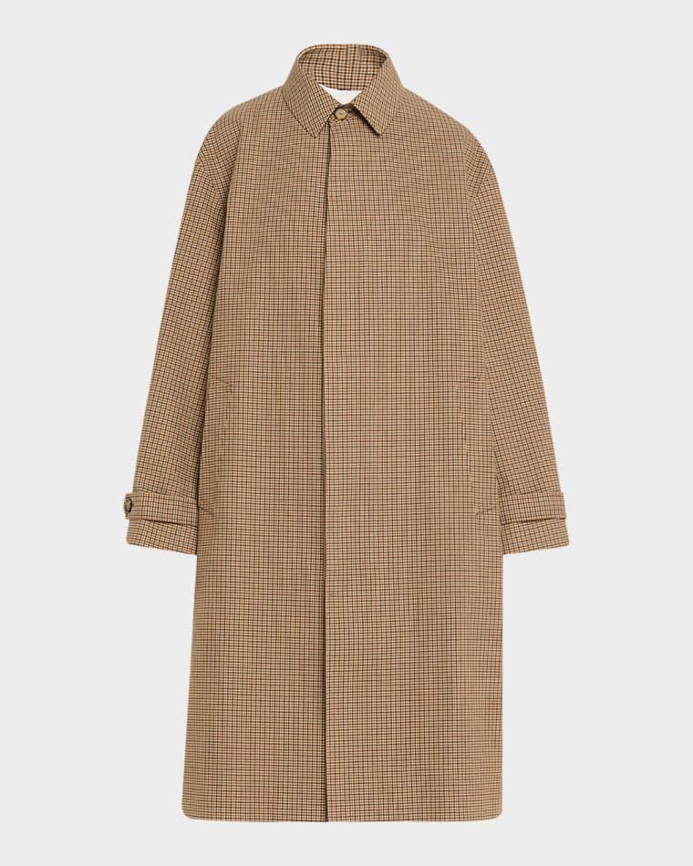 Quinn Houndstooth Single-Breasted Driving Coat by BRANDON MAXWELL