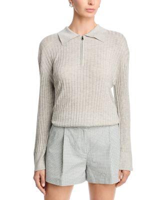 Sabine Silk & Cashmere Zippered Polo Top by BRANDON MAXWELL