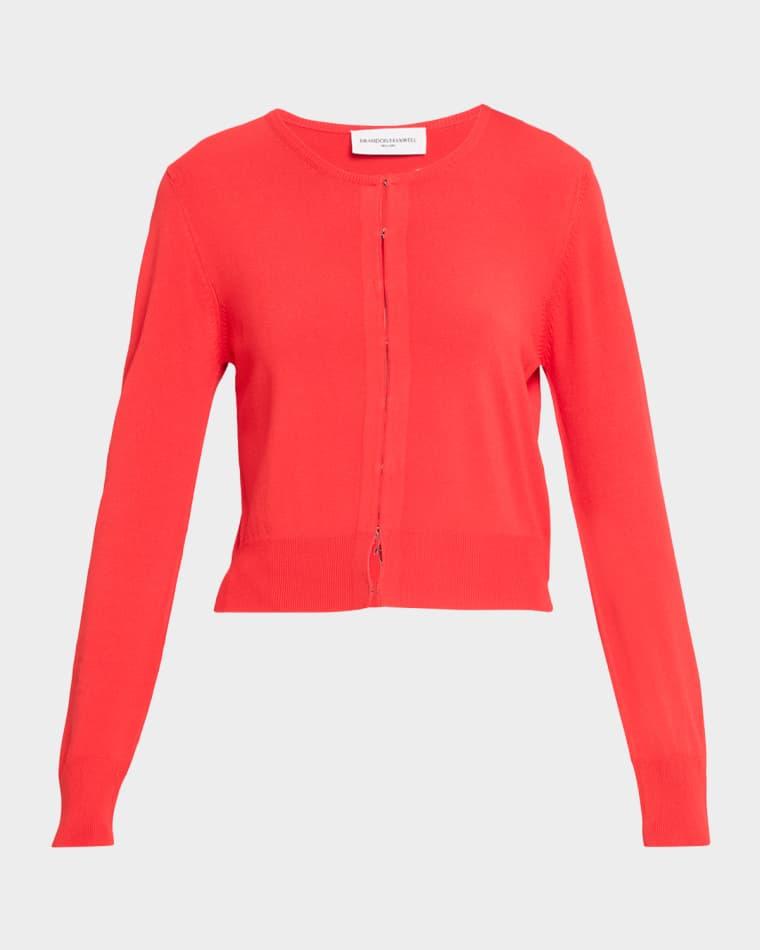 The Ellery Viscose Rib Crewneck Cardigan by BRANDON MAXWELL