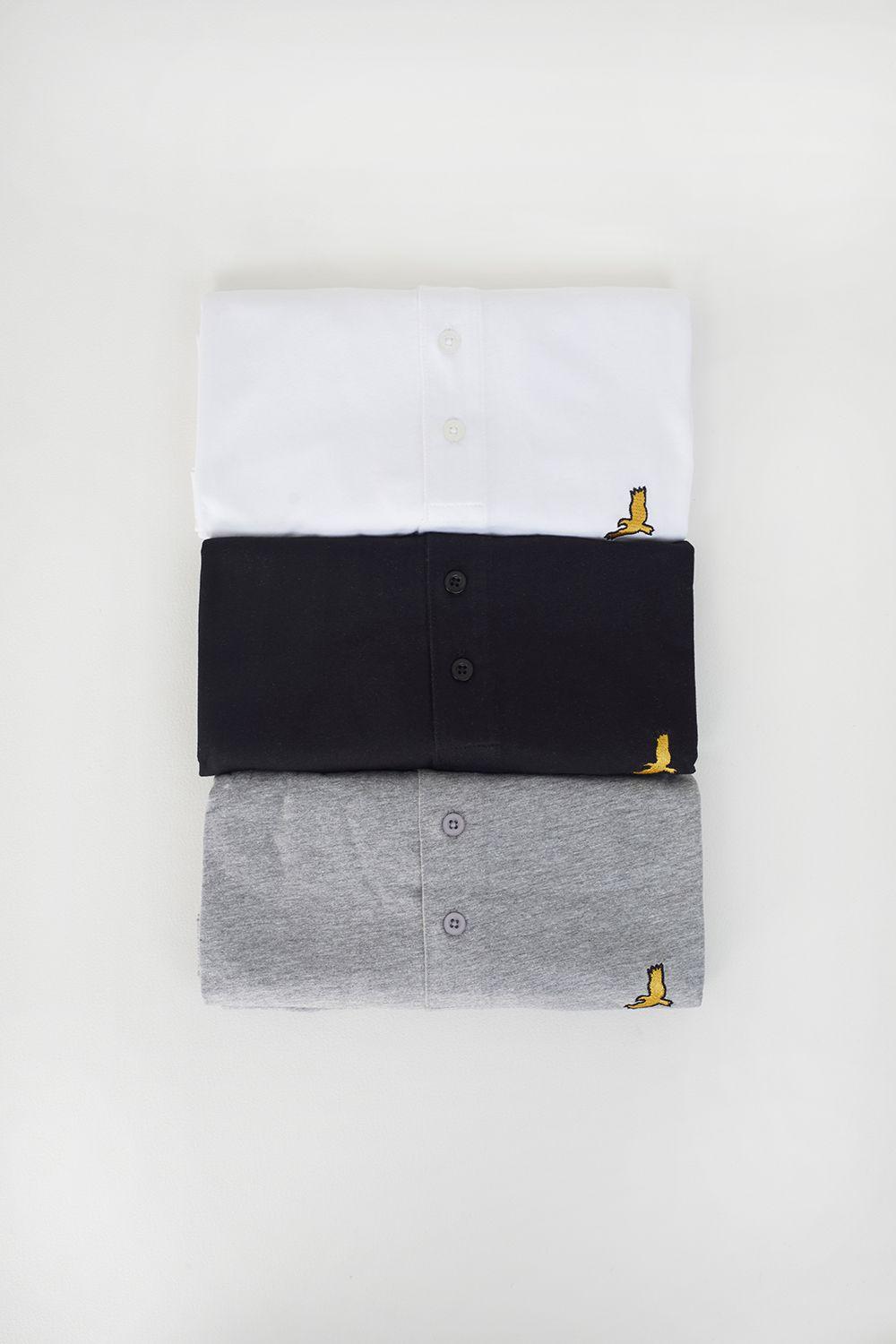 3 Pack Cotton Blend Grandad Collar Polo Shirts by BRAVE SOUL