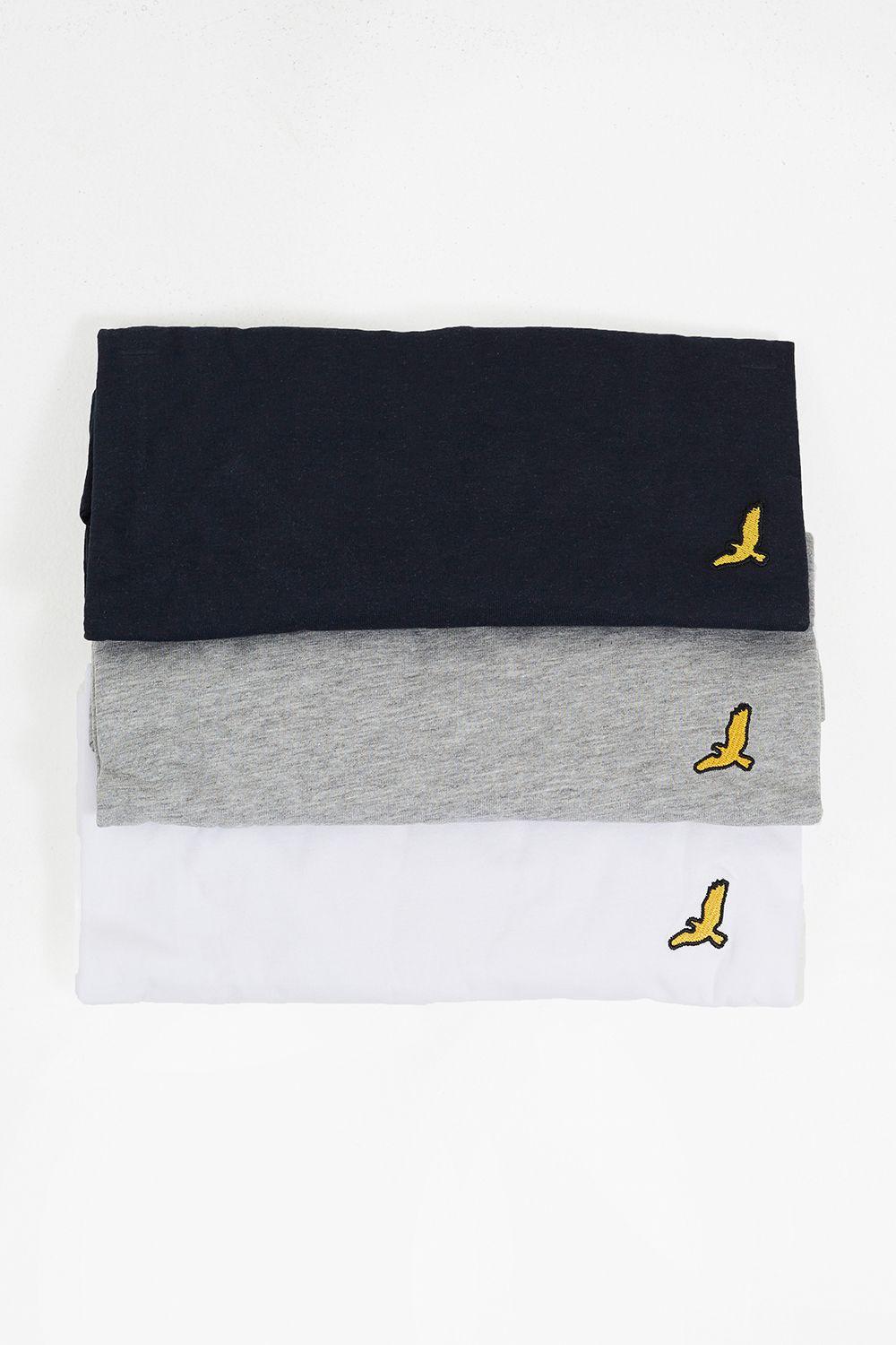 3-Pack Crew Neck T-Shirts with Rib Detail by BRAVE SOUL