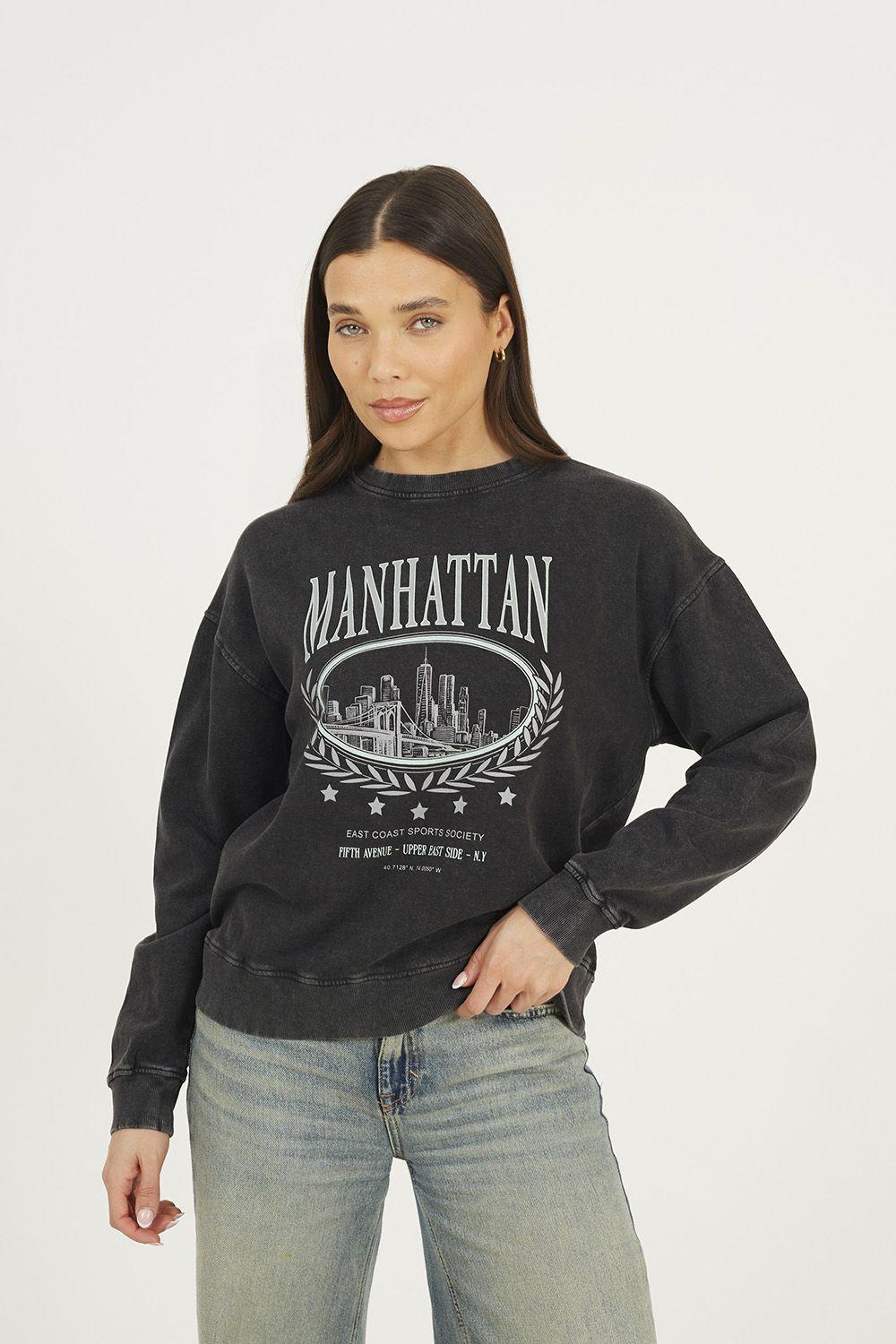 Acid Wash Embroidered Sweatshirt by BRAVE SOUL