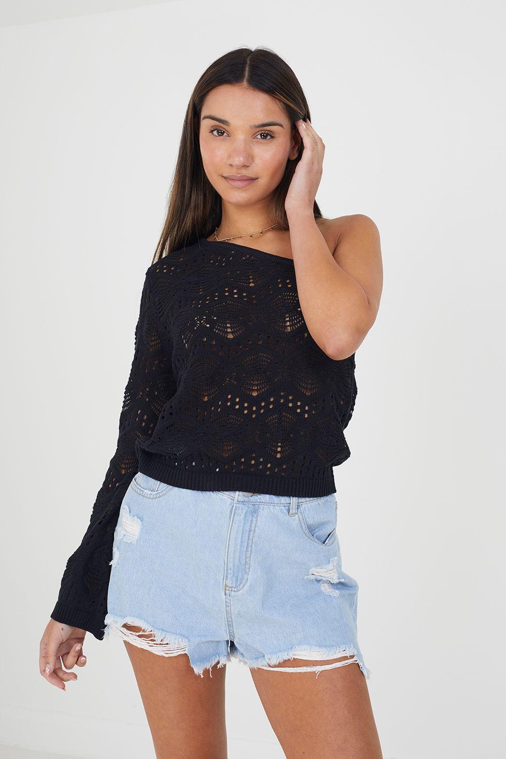 Asymmetric Off the Shoulder Jumper by BRAVE SOUL