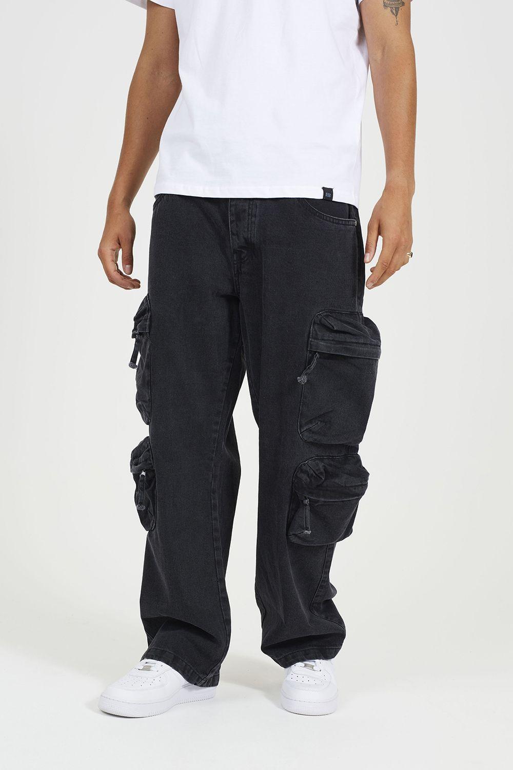 Cargo Style Wide Leg Denim Jeans by BRAVE SOUL