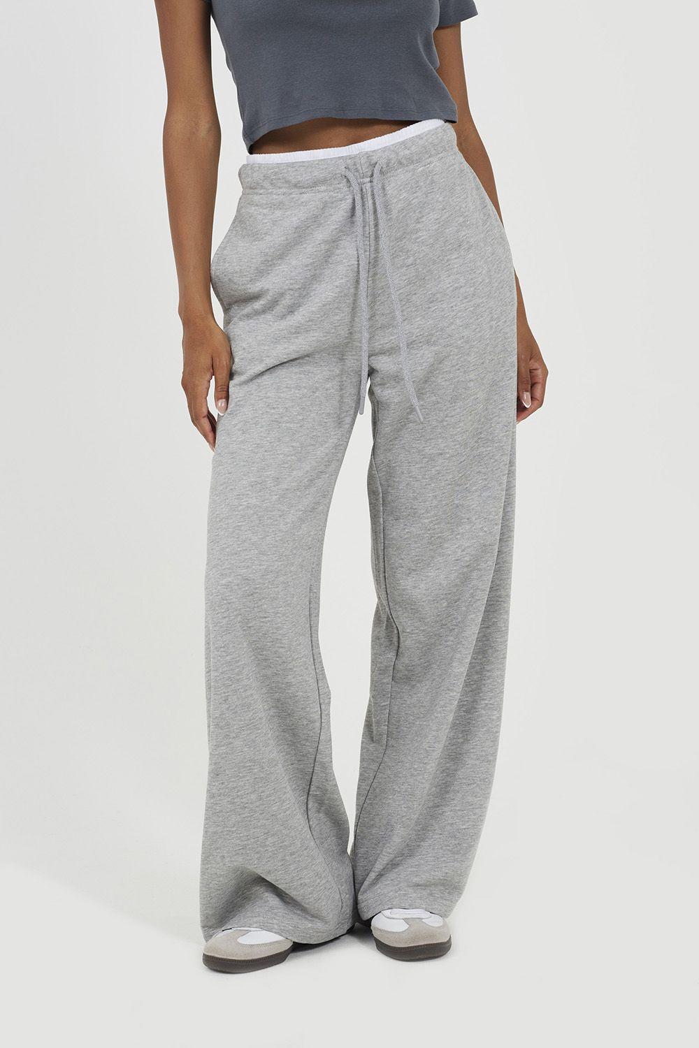 Contrast Double Waistband Wide Leg Joggers by BRAVE SOUL