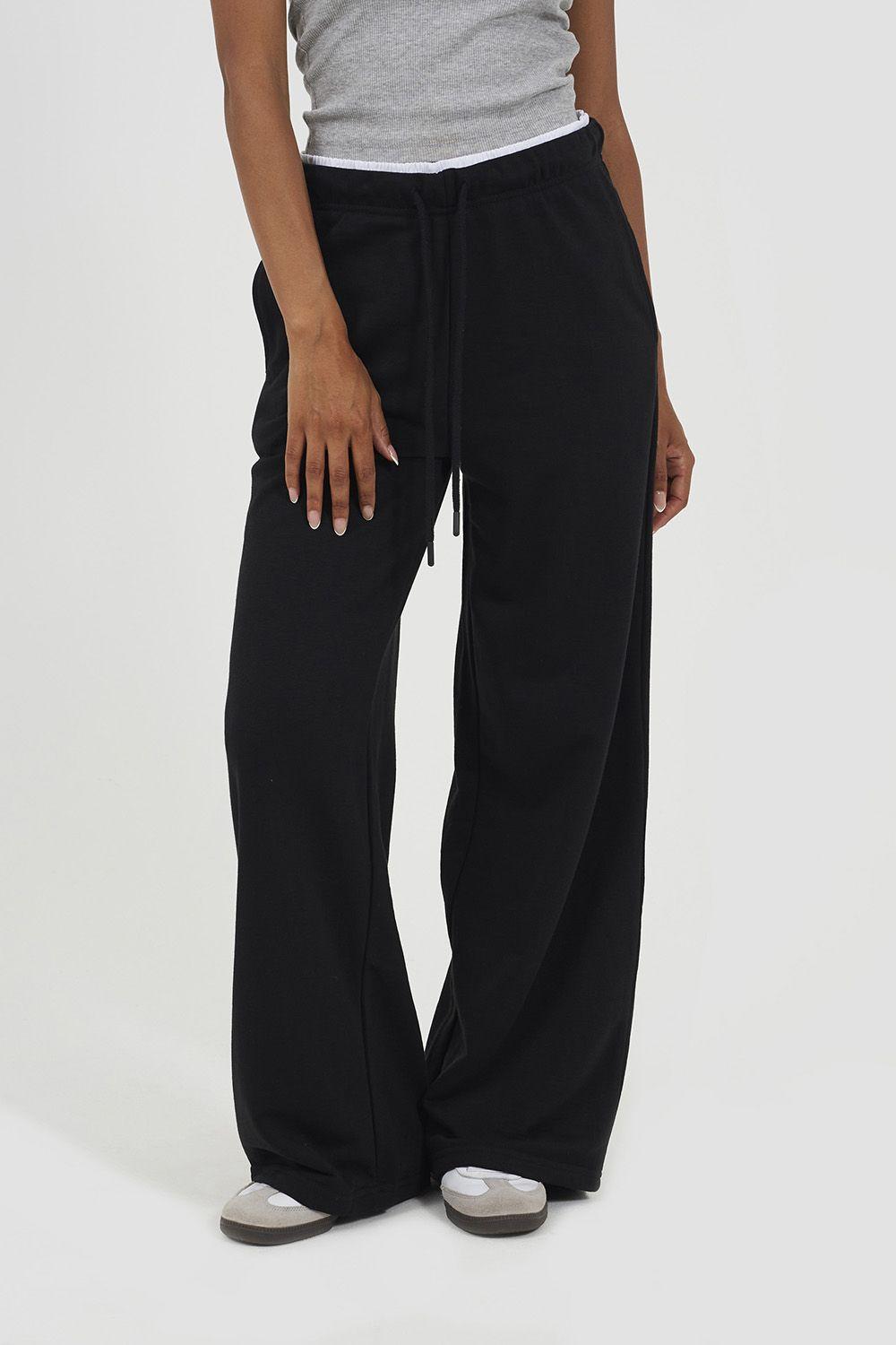Contrast Double Waistband Wide Leg Joggers by BRAVE SOUL