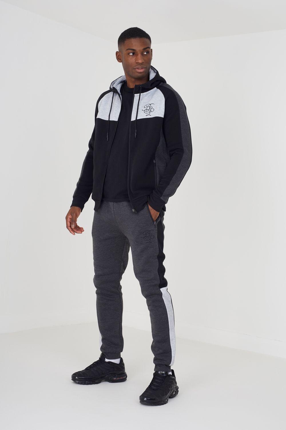 Contrast Panel High Neck Full Zip Hoody and Jogger Set by BRAVE SOUL