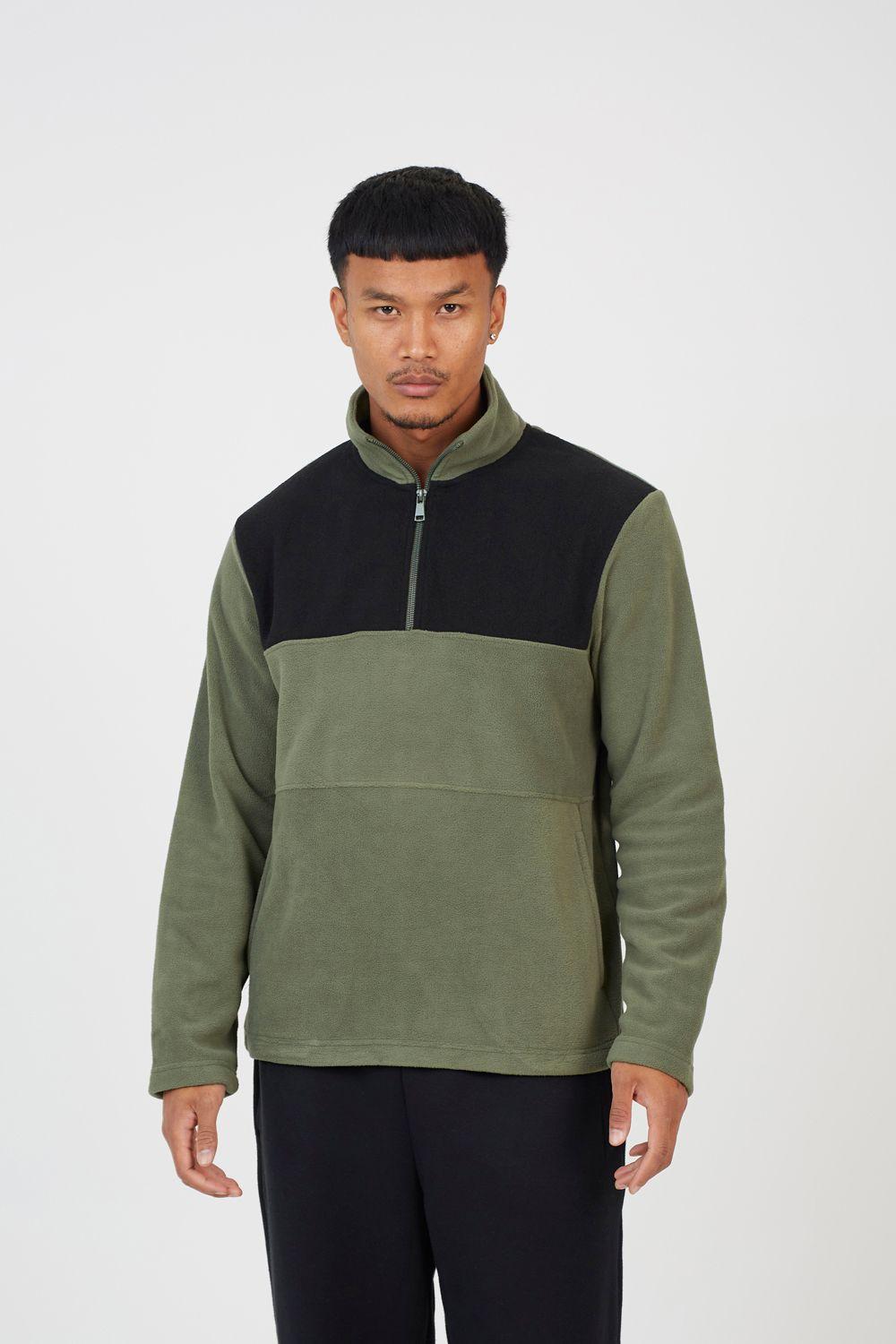 Contrast Panel Quarter Zip Sweatshirt by BRAVE SOUL