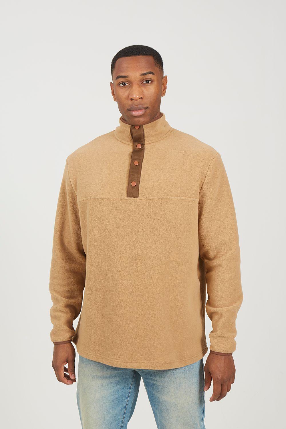 Contrast Quarter Zip Fleece by BRAVE SOUL