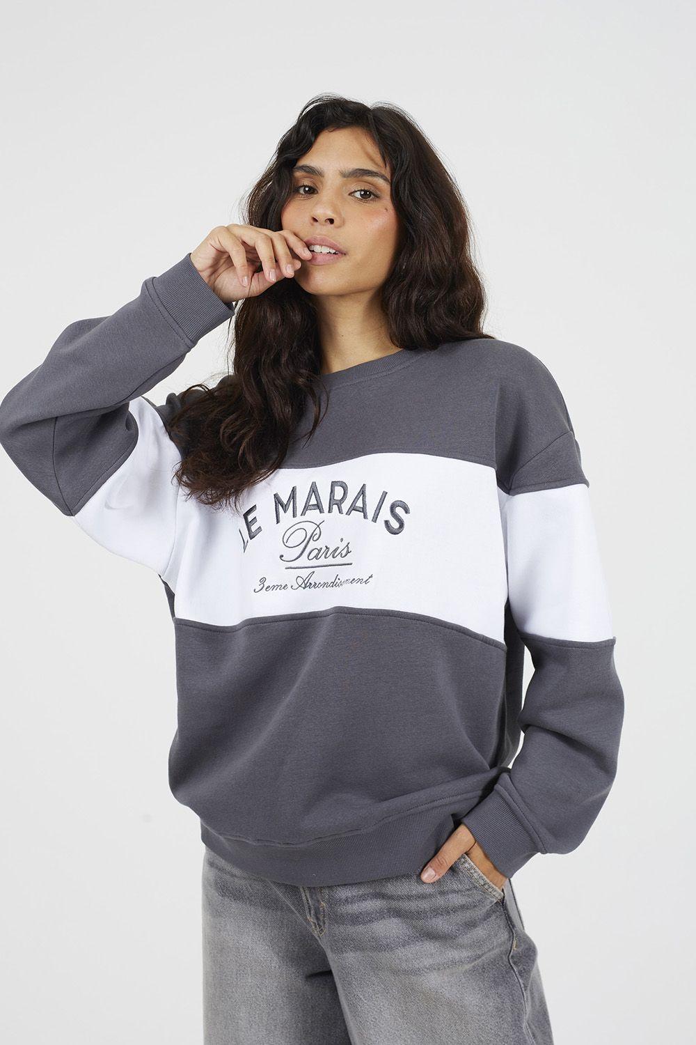 Contrast Stripe Panel Crew Neck Sweatshirt by BRAVE SOUL