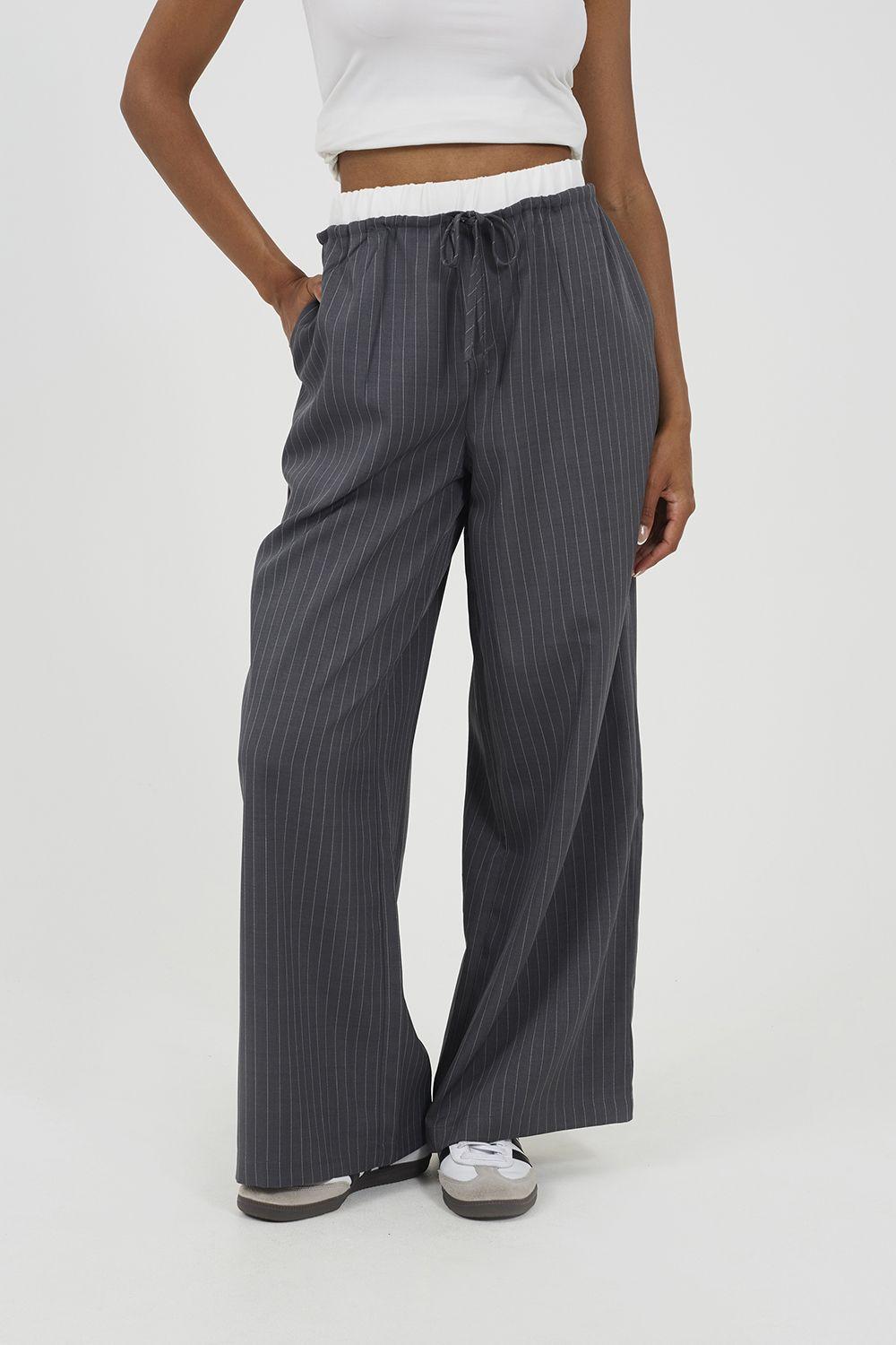 Contrast Waistband Tailored Trousers by BRAVE SOUL
