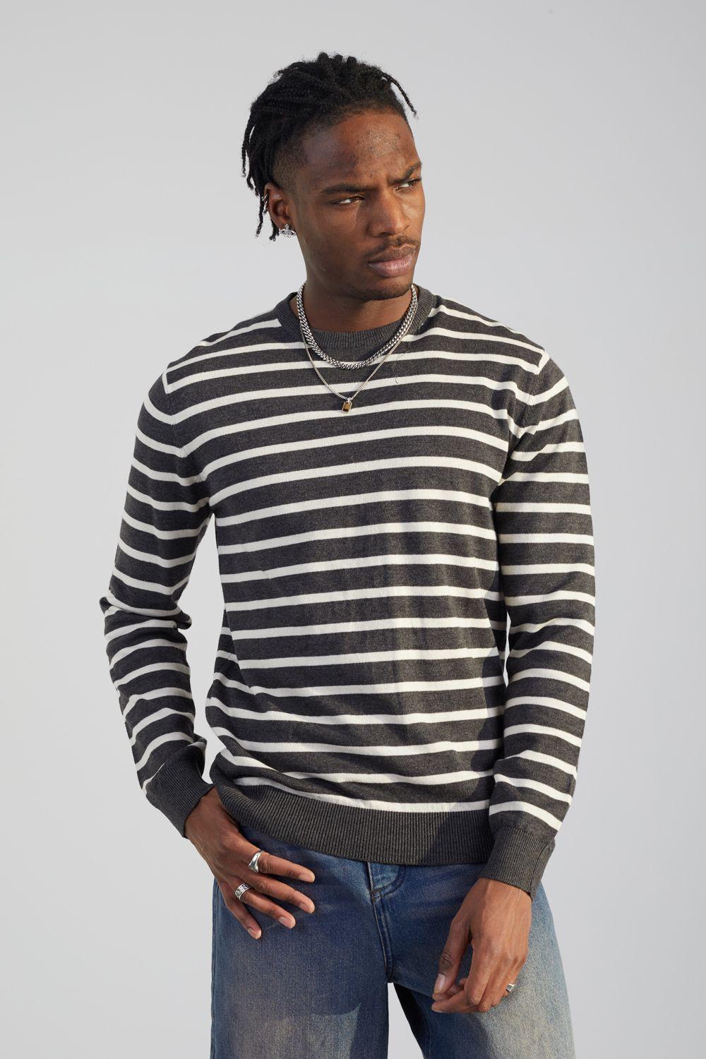 Cotton Crew Neck Striped Knit Jumper by BRAVE SOUL