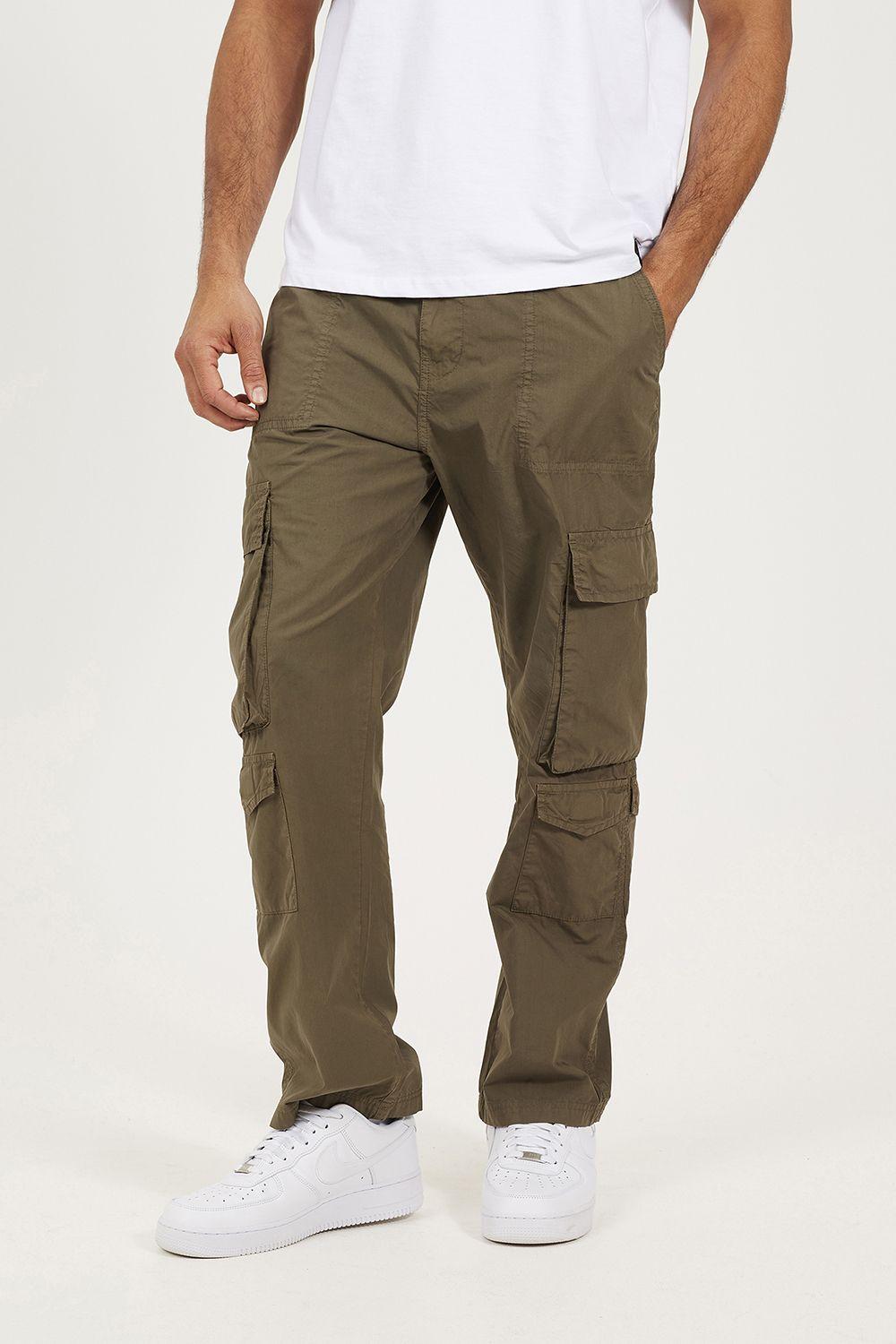 Cotton Poplin Loose Fit Cargo Trousers by BRAVE SOUL