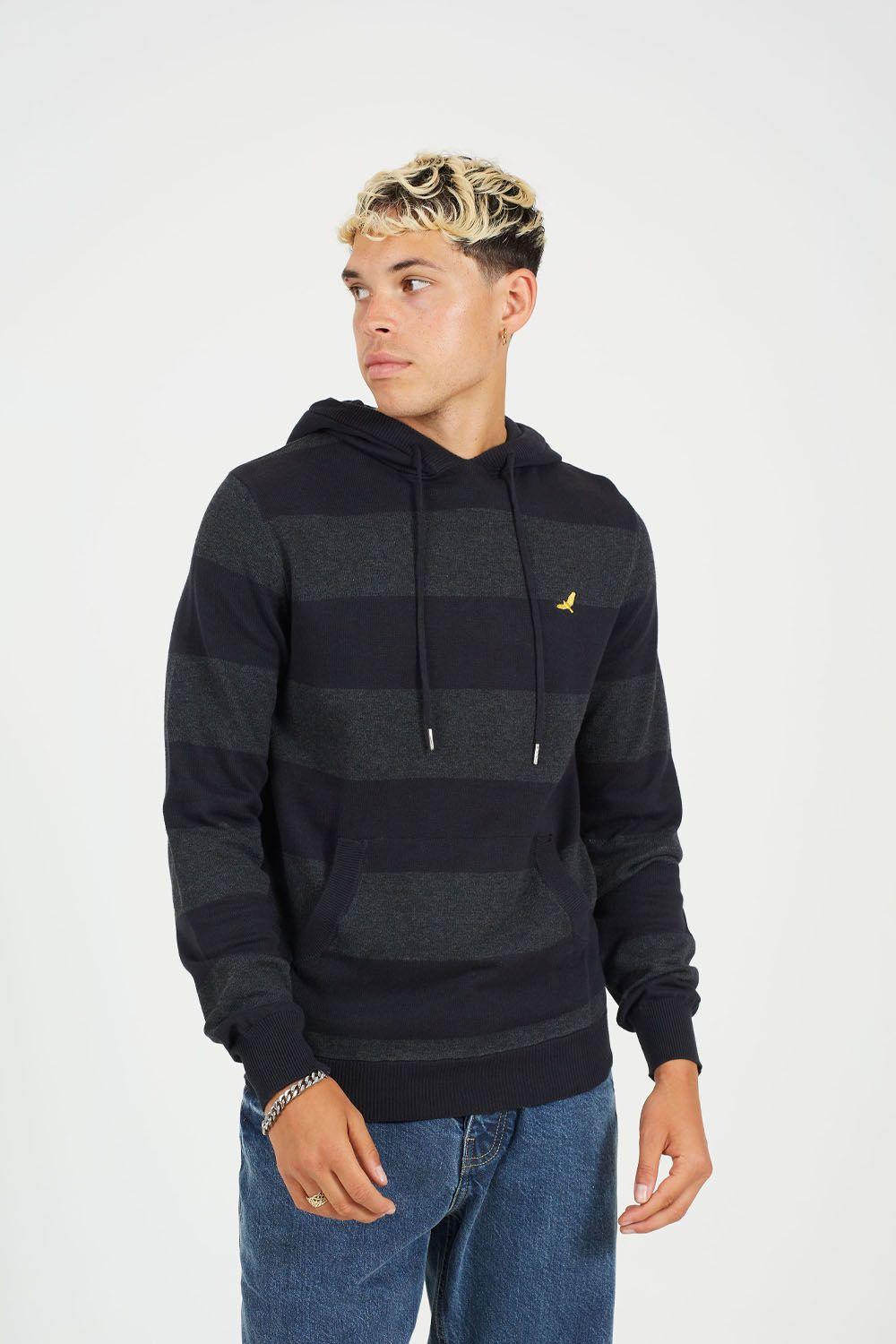 Cotton Striped Knit Hoody by BRAVE SOUL