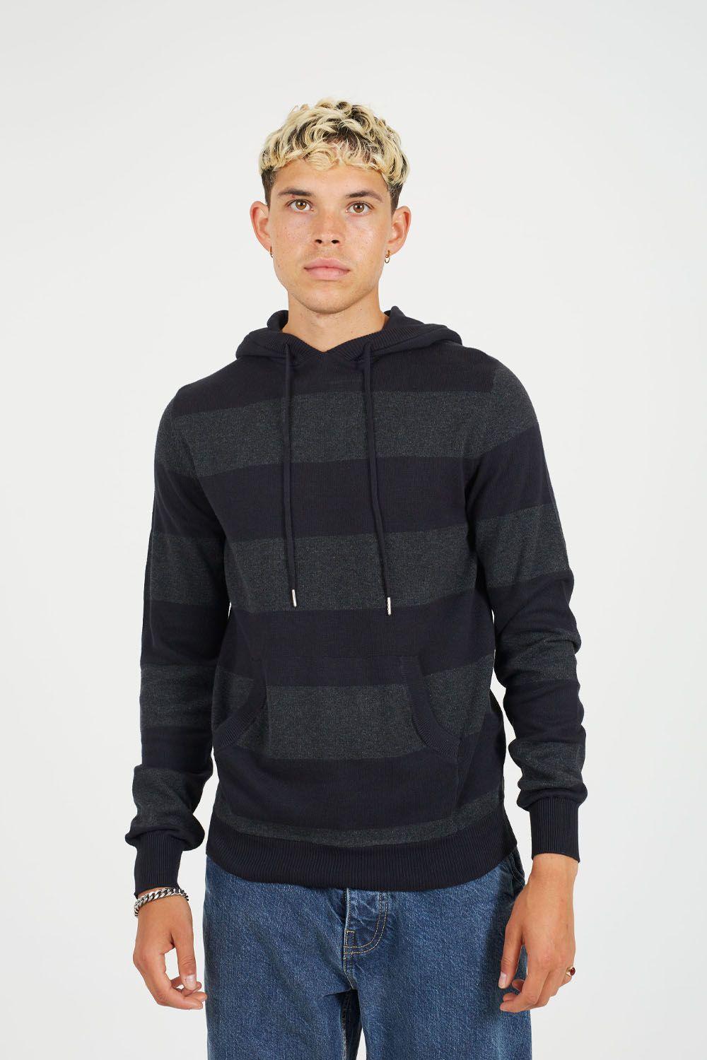 Cotton Striped Knit Hoody by BRAVE SOUL