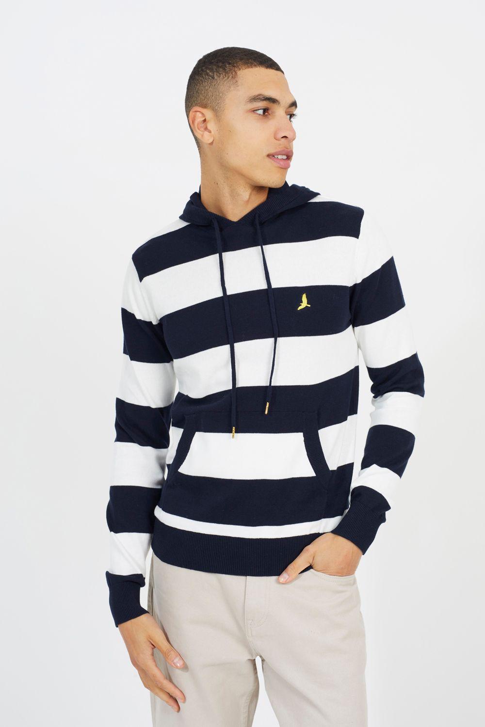 Cotton Striped Knit Hoody by BRAVE SOUL