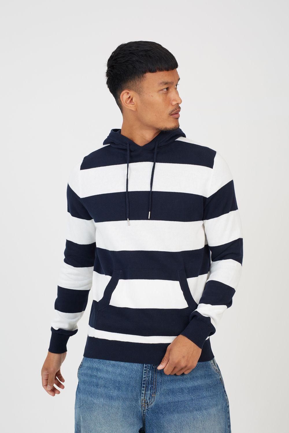 Cotton Striped Knit Hoody by BRAVE SOUL
