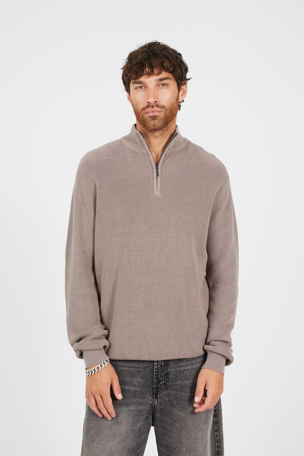 Cotton Zip Through Funnel Neck Knit Jumper by BRAVE SOUL