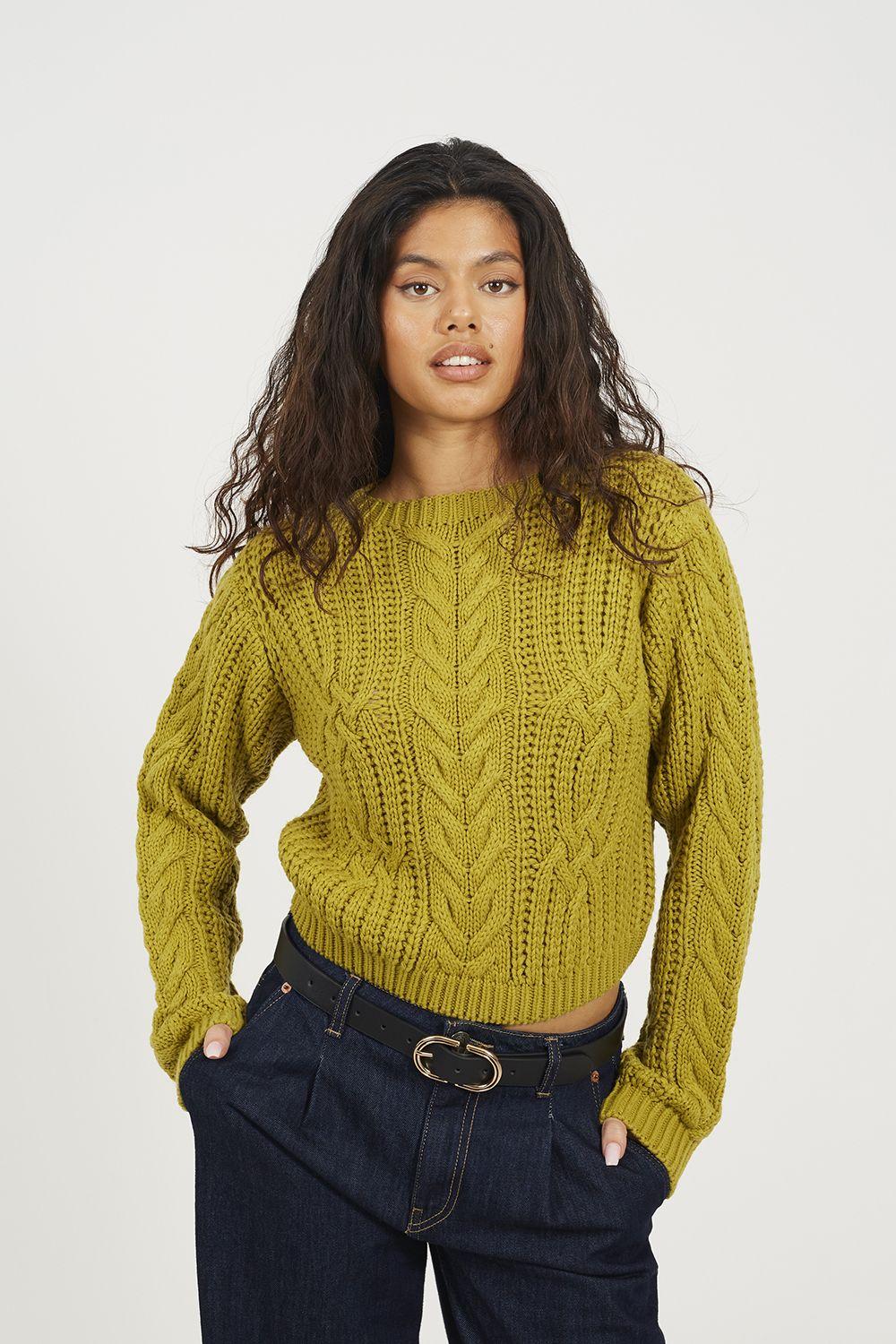 Crew Neck Cable Knit Jumper by BRAVE SOUL