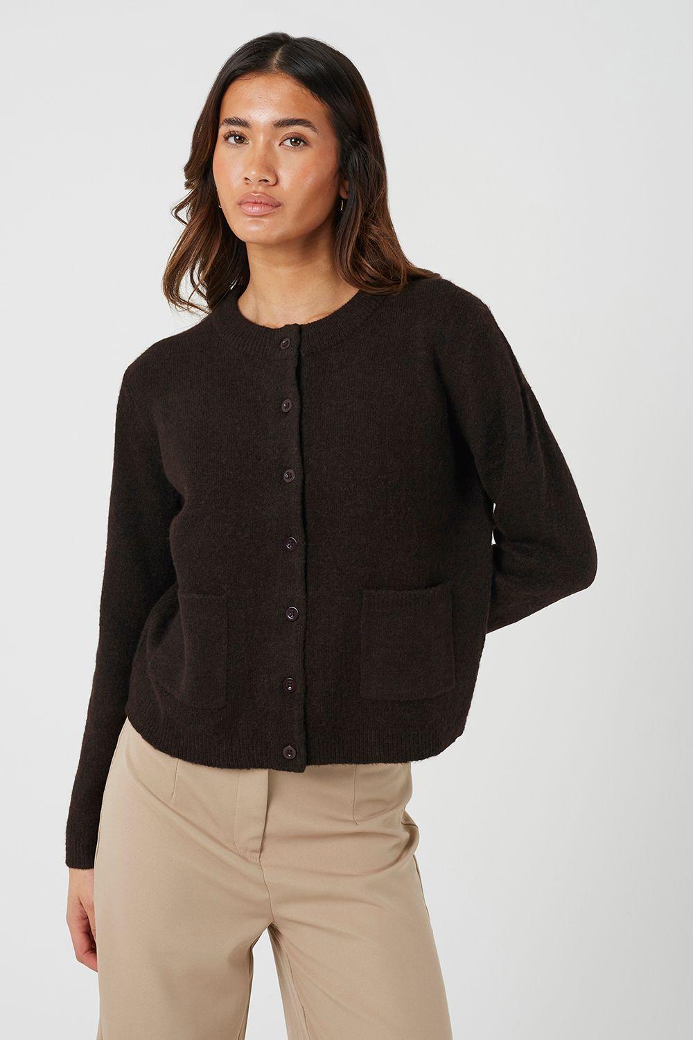 Crew Neck Pocket Knitted Cardigan by BRAVE SOUL