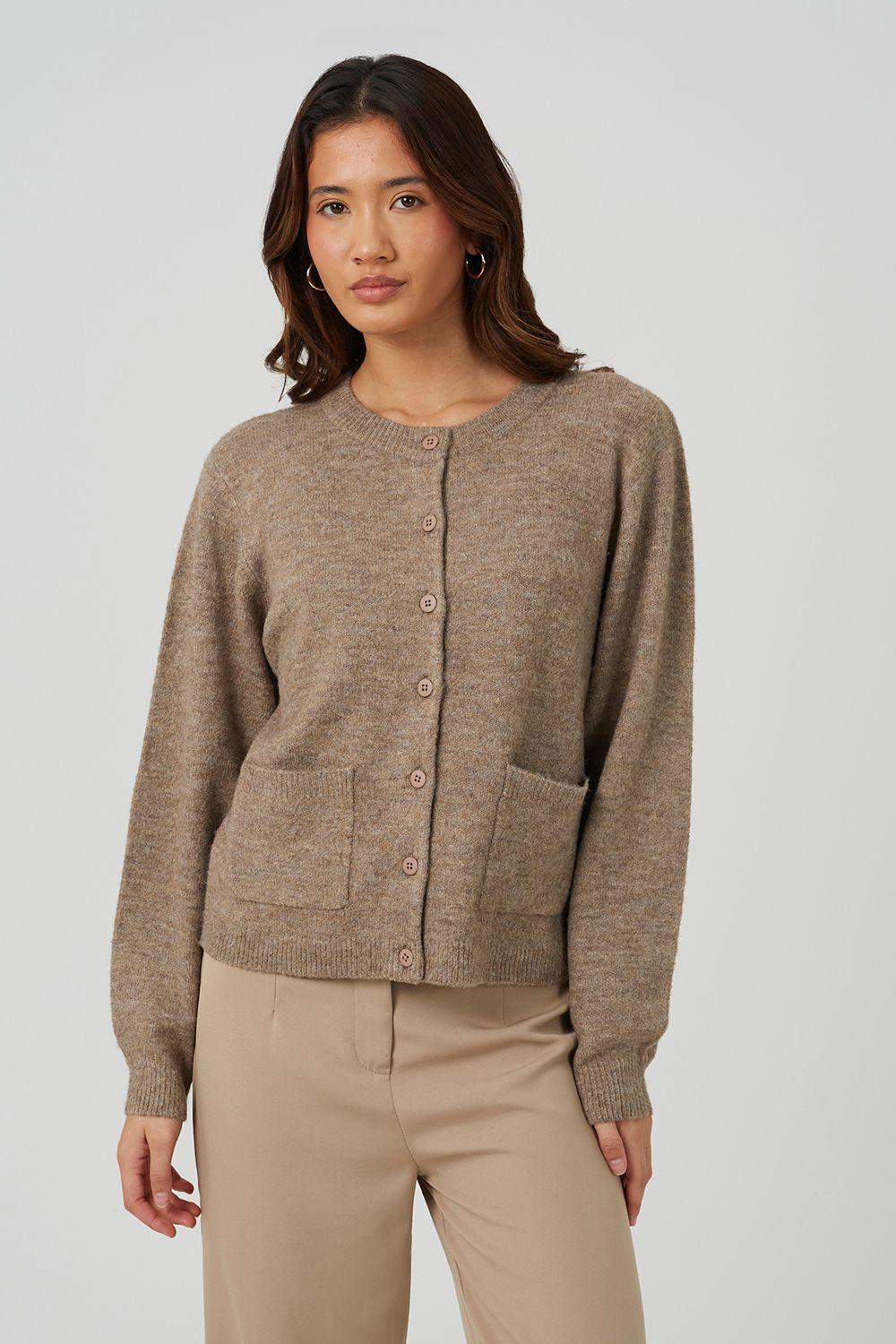Crew Neck Pocket Knitted Cardigan by BRAVE SOUL