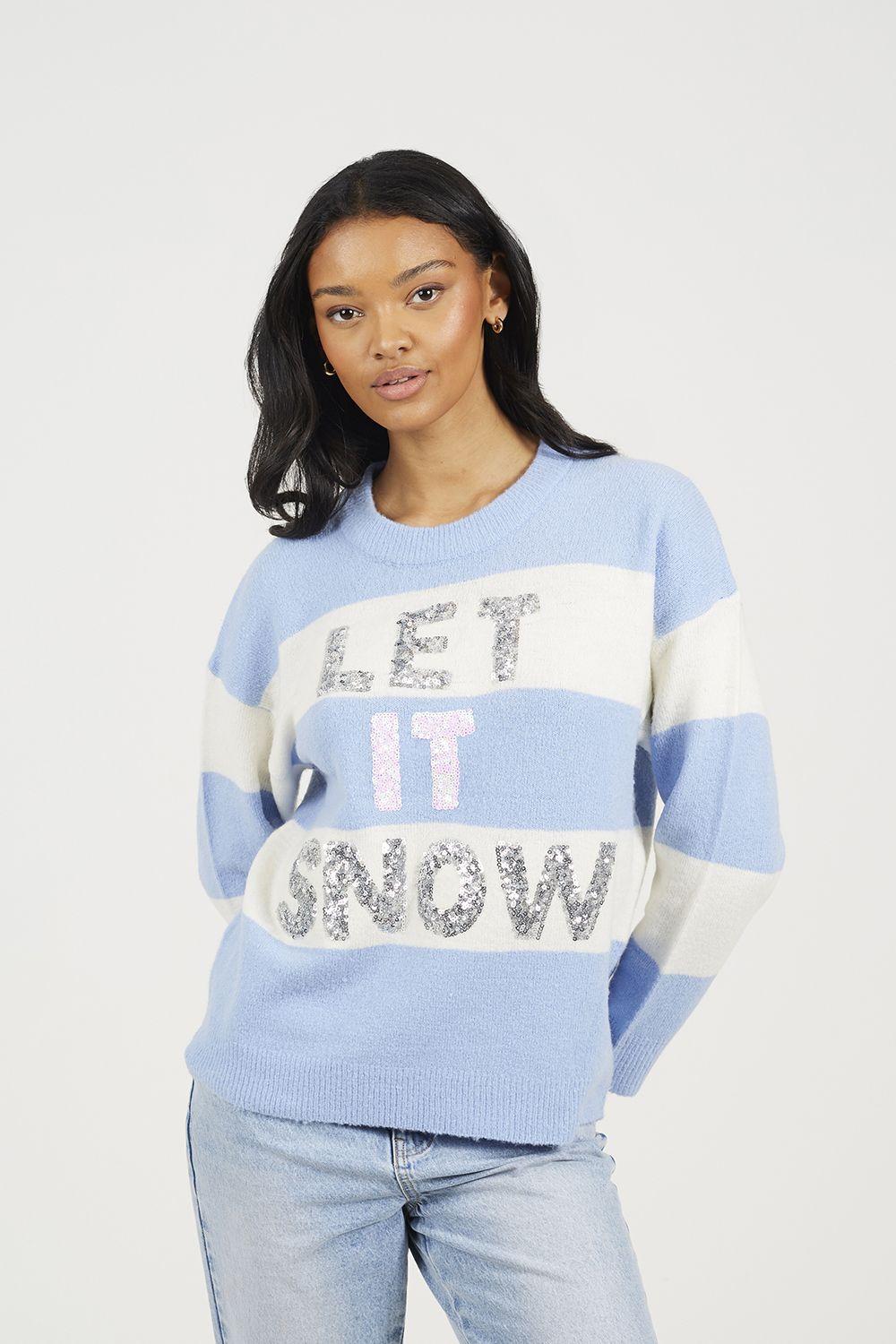 Crew Neck Sequin Christmas Jumper by BRAVE SOUL