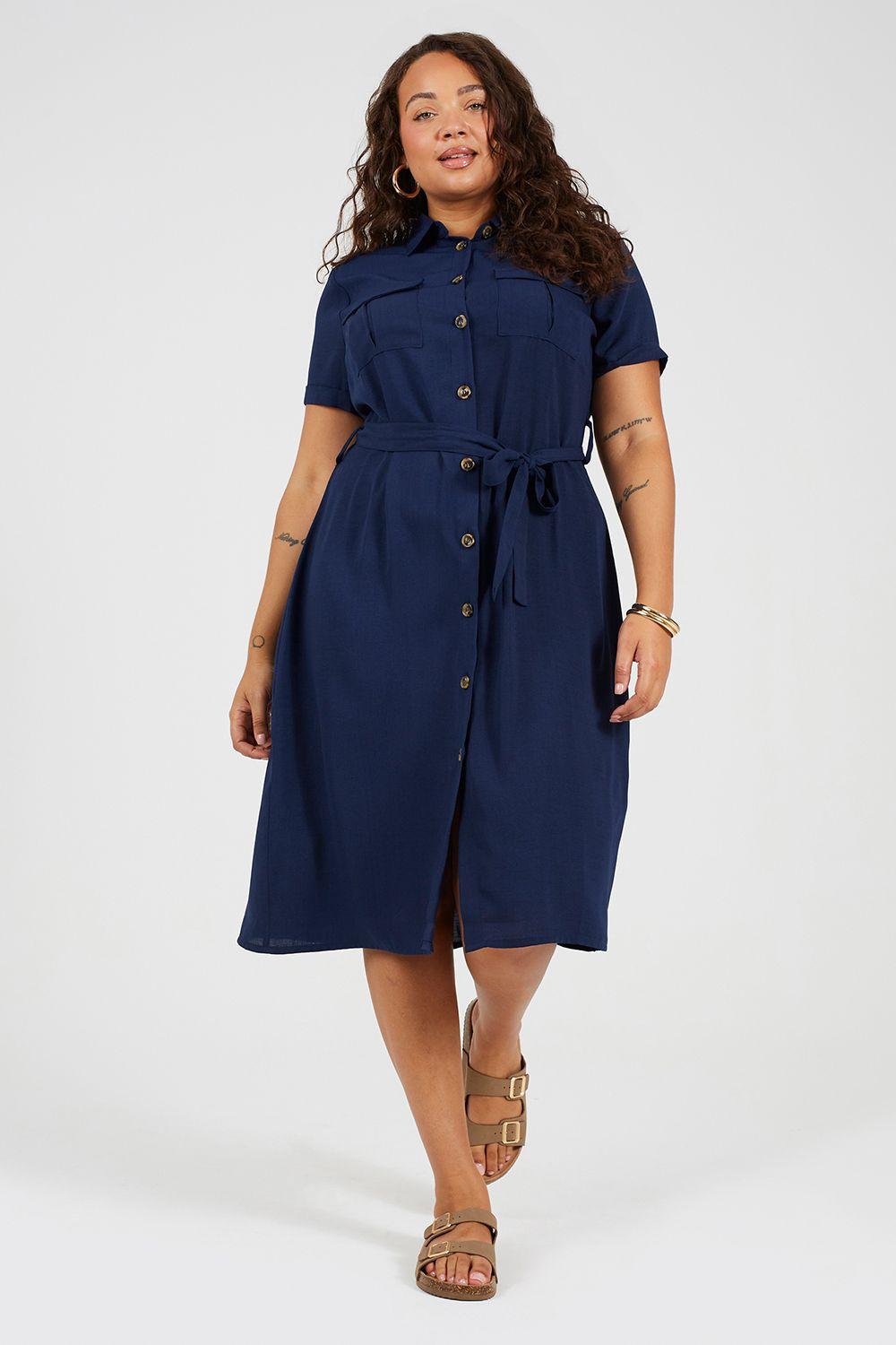 Curve Button Through Midi Shirt Dress by BRAVE SOUL