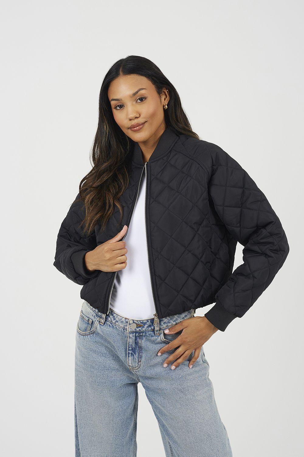 Diamond Quilted Bomber Jacket by BRAVE SOUL