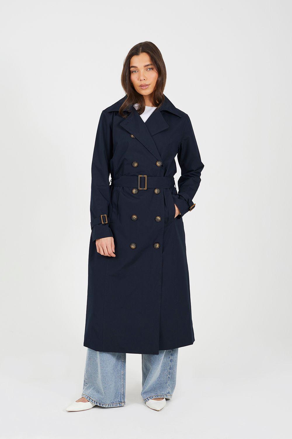 Double-Breasted Longline Trench Coat by BRAVE SOUL