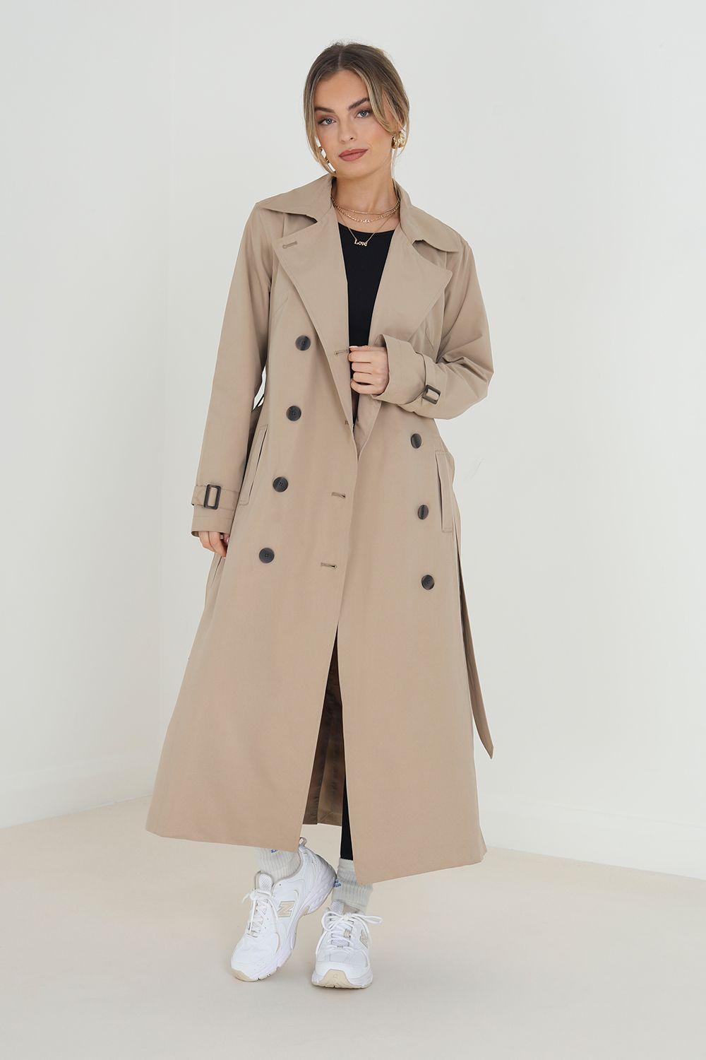 Double-Breasted Longline Trench Coat by BRAVE SOUL