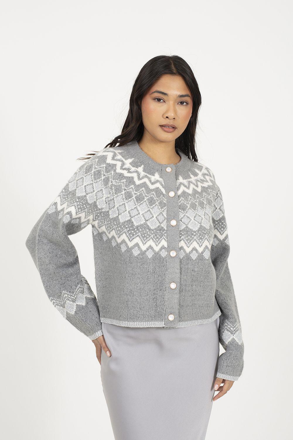 Fairisle Cardigan With Faux Pearl Buttons by BRAVE SOUL