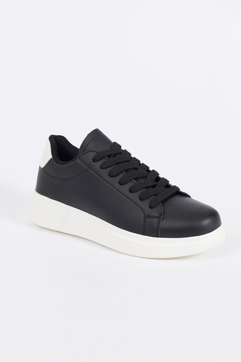 Faux Leather Chunky Sole Lace Up Trainer by BRAVE SOUL