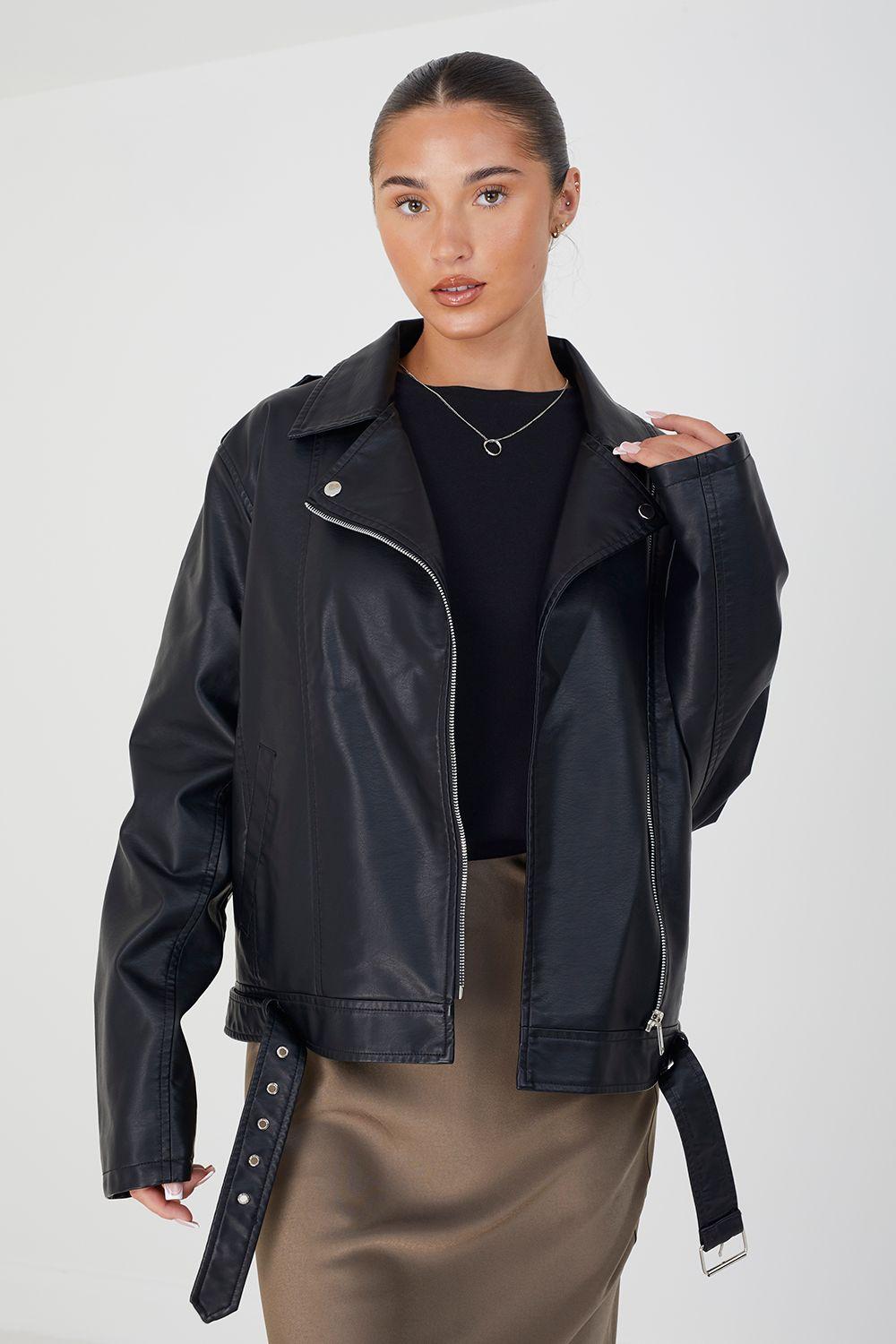 Faux Leather PU Oversized Jacket by BRAVE SOUL