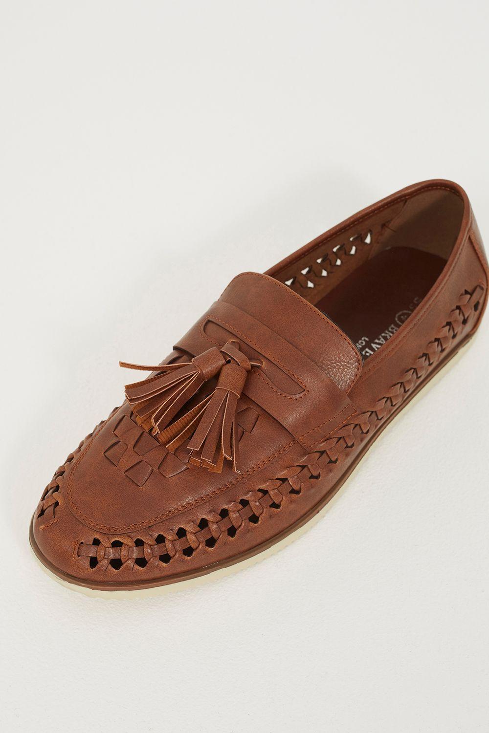 Faux Leather Woven Loafers by BRAVE SOUL